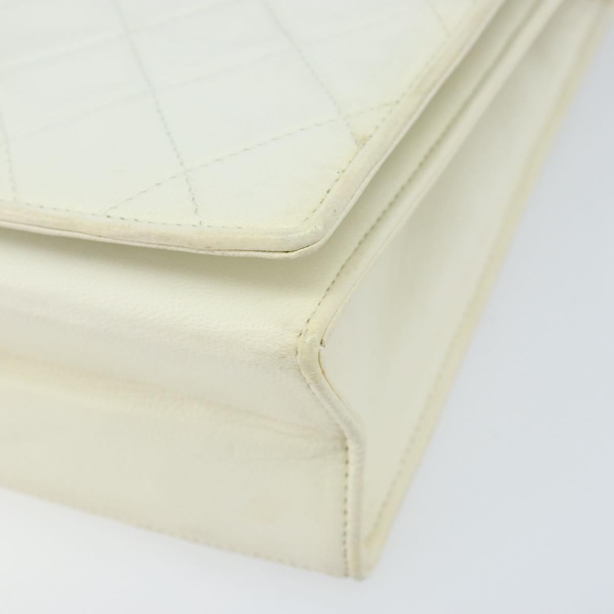 Chanel Vintage CC Full Flap Bag Quilted Lambskin, White, Leather, Shoulder Bag