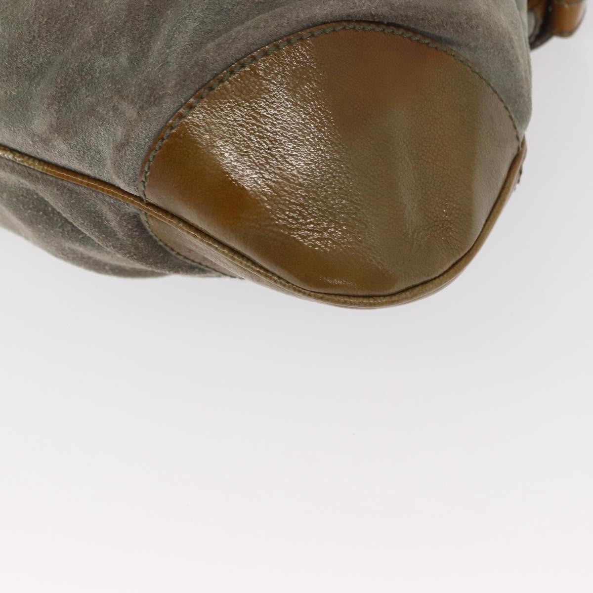 Salvatore Ferragamo Gancini handbag Suede, GREEN, SUEDE, Handbag