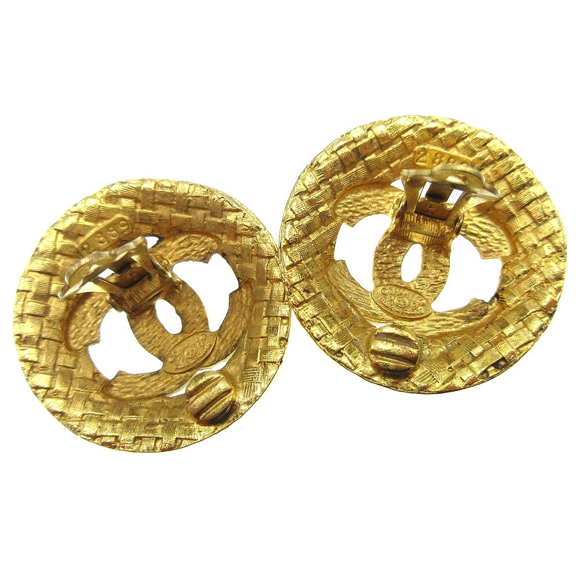 Chanel CC Button Clip-On Earrings Metal, GOLD, GOLD_PLATED, Earrings