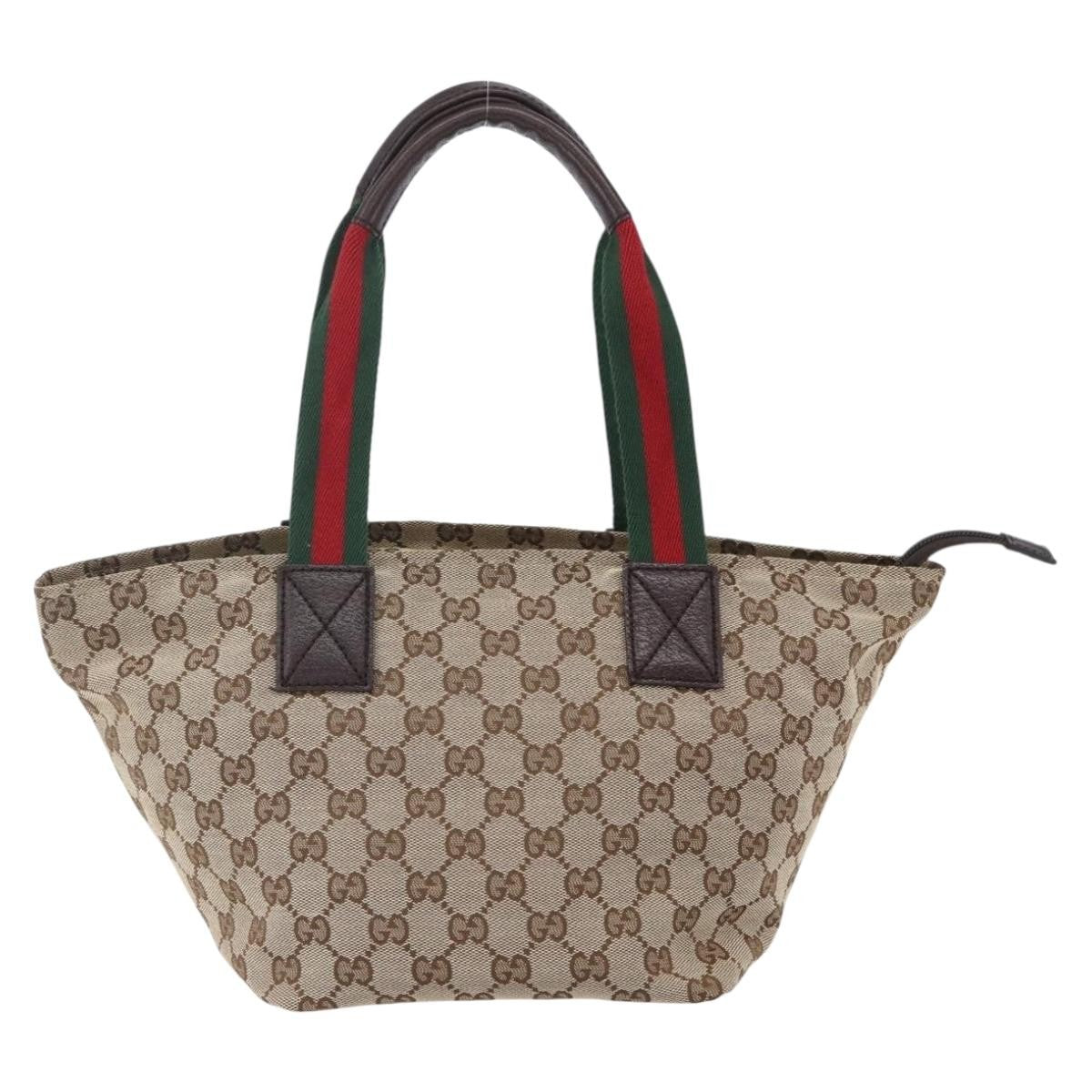 Gucci Web Zip Tote GG Canvas, BEIGE, CANVAS, Handbag