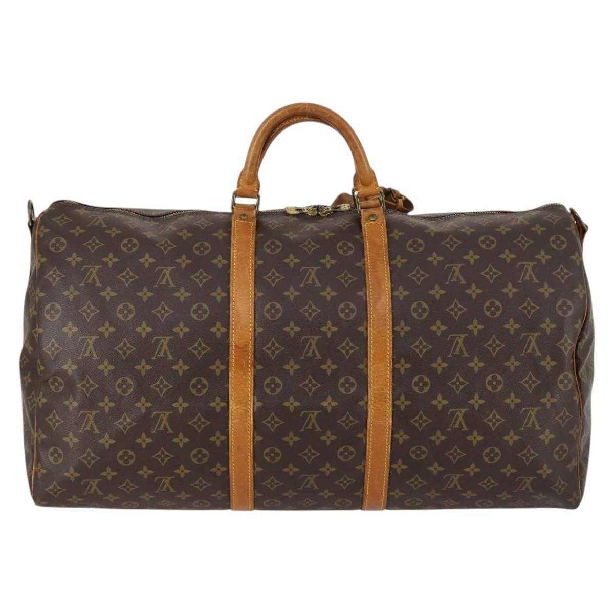Louis Vuitton Keepall Bag Monogram Canvas, BROWN, CANVAS, Travel bag