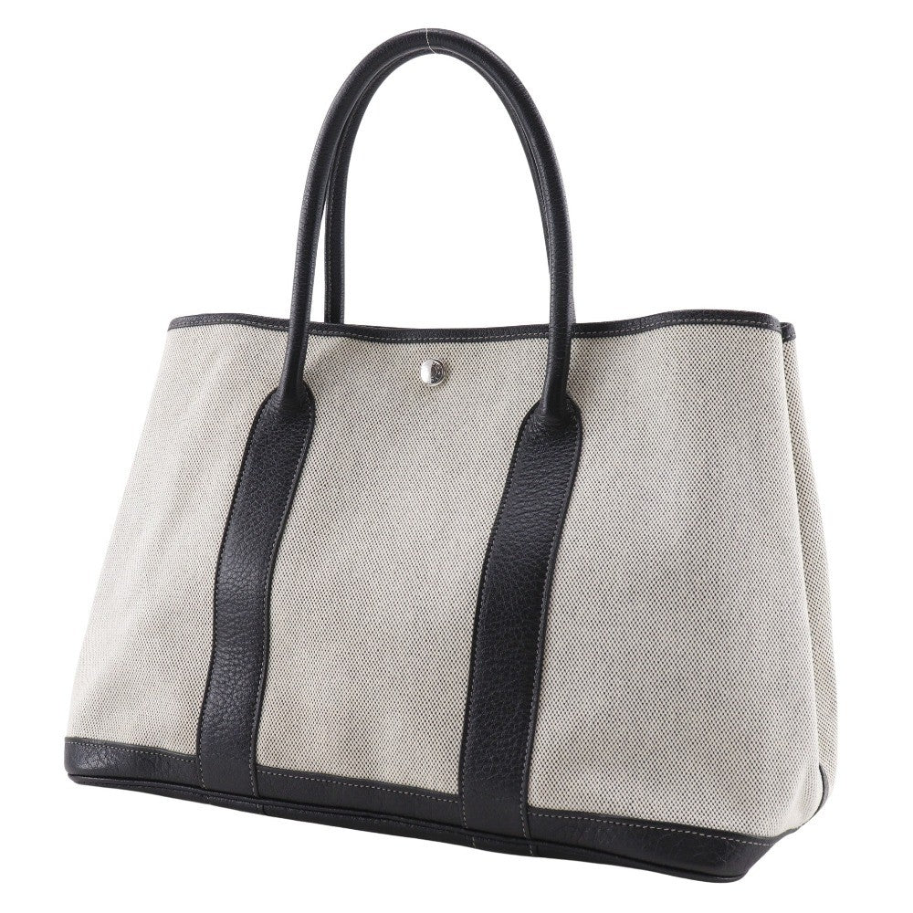 Hermes Garden Party Tote Toile and Leather, GRAY, CANVAS, Tote bag