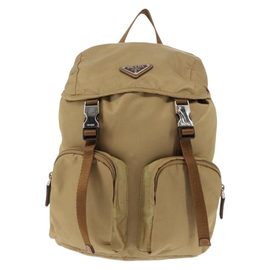 Prada Double Pocket Buckle Backpack Tessuto, BEIGE, NYLON, Backpack