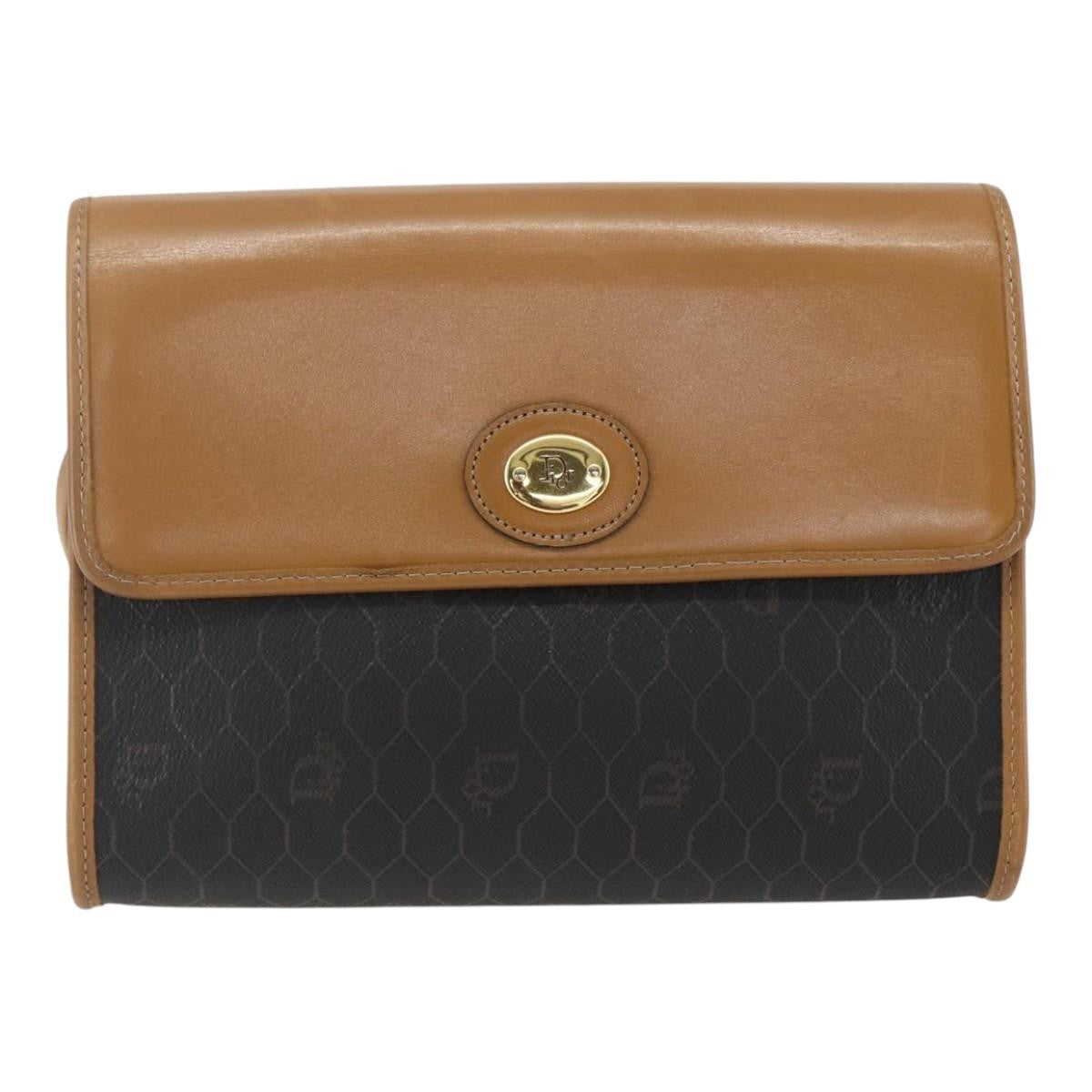 Christian Dior Vintage Honeycomb Shoulder Bag Canvas and Leather, BLACK, PVC, Shoulder bag