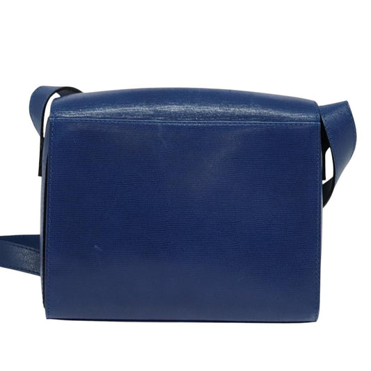 Celine Circle logo Leather, BLUE, LEATHER, Handbag