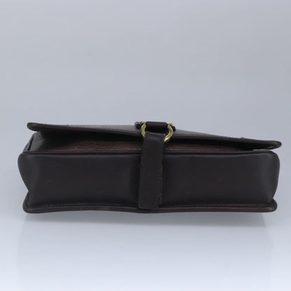 Salvatore Ferragamo Gancini Pouch Leather, BROWN, LEATHER, Clutche & pouche