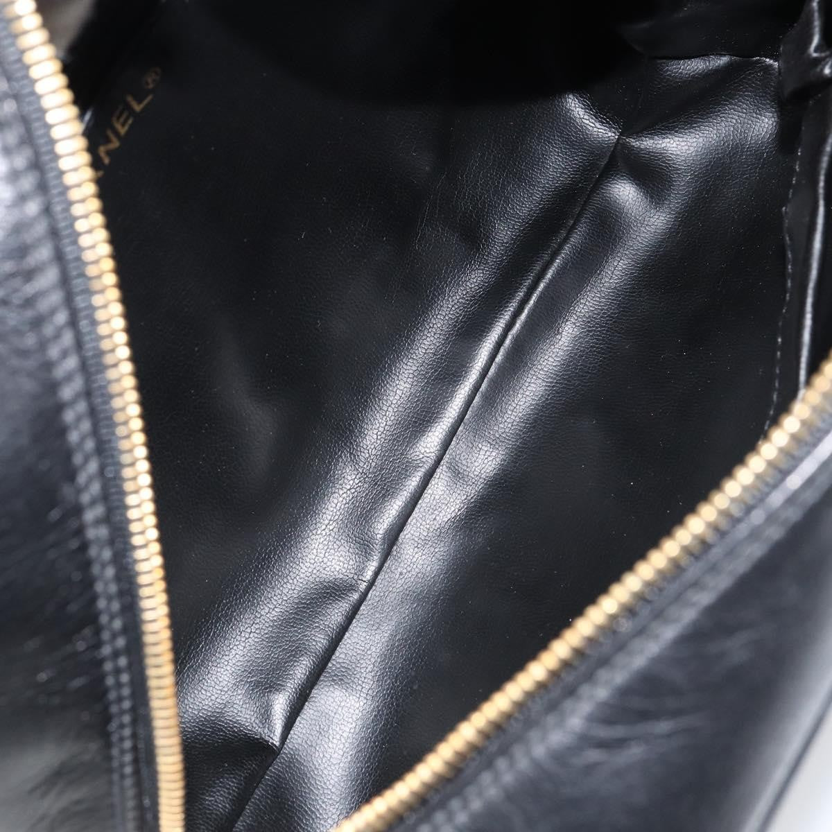 Chanel Vintage Toiletry Pouch Lambskin, BLACK, LEATHER, Clutche & pouche