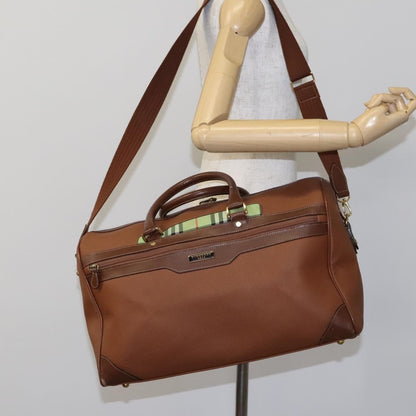 Burberry Front Pocket Zip Boston Bag House Check Canvas and Leather, BROWN, LEATHER, Travel bag