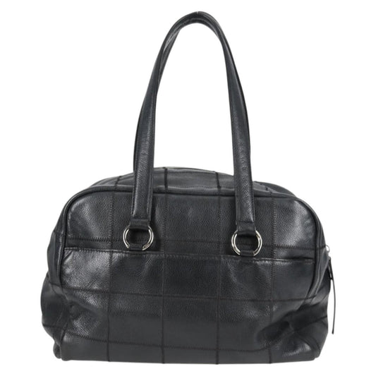 Chanel Square Stitch Shoulder Bag Quilted Caviar, BLACK, LEATHER, Shoulder bag