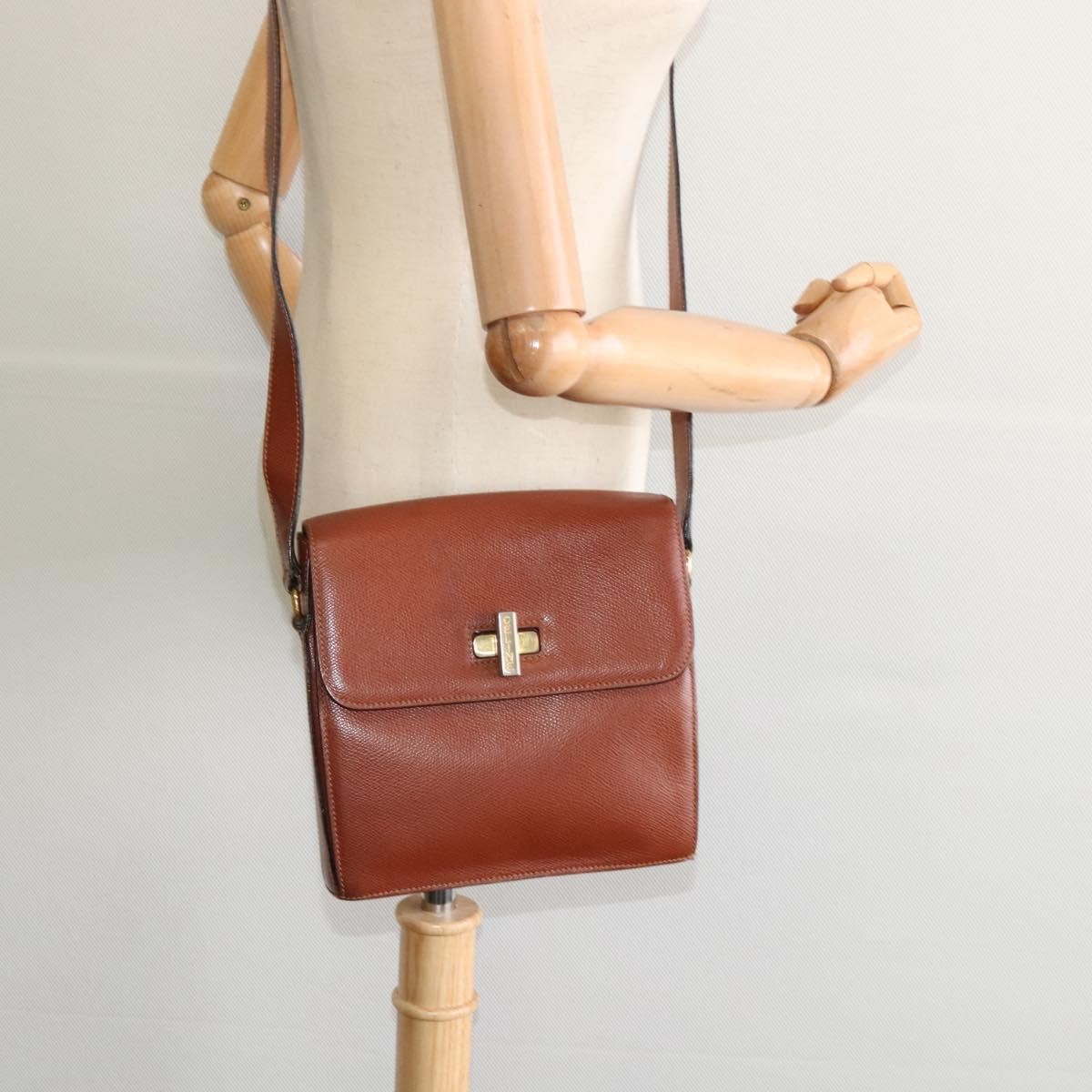 Celine Flap Shoulder Bag Leather, BROWN, LEATHER, Shoulder bag