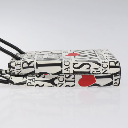 Balenciaga Shopping Phone Holder Printed Leather, WHITE, LEATHER, Tech accessory