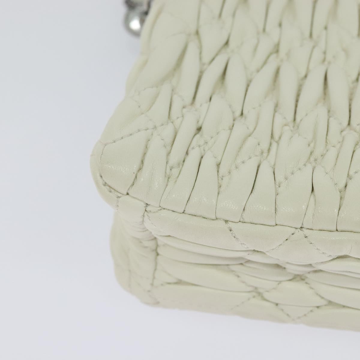 Miu Miu Crystal 2way Pouch Matelasse Leather, WHITE, LEATHER, Shoulder bag