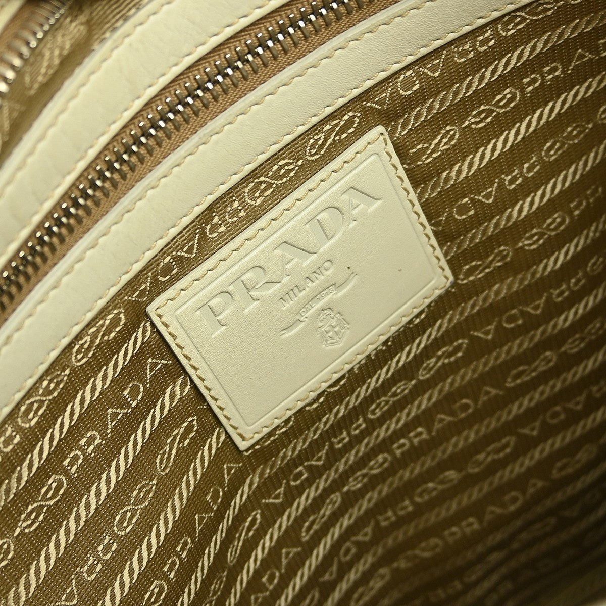 Prada Logo Zip Crossbody Bag Canvas, BEIGE, CANVAS, Shoulder bag