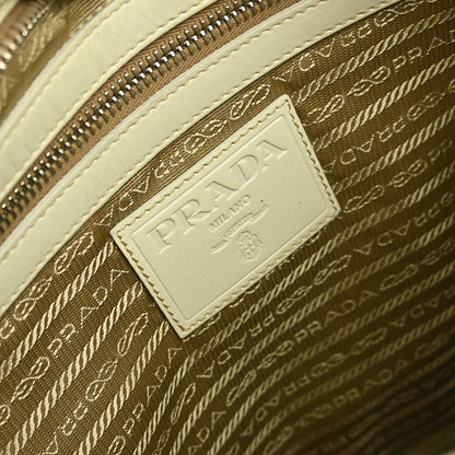 Prada Logo Zip Crossbody Bag Canvas, BEIGE, CANVAS, Shoulder bag