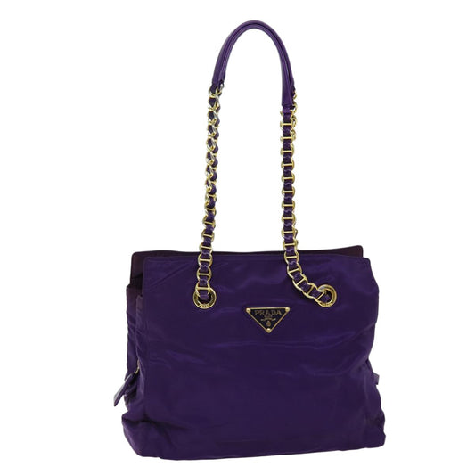 Prada Convertible Chain Tote Quilted Tessuto, PURPLE, NYLON, Shoulder bag