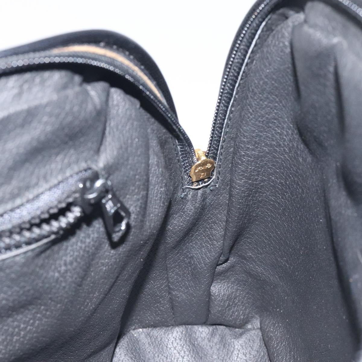 Celine Circle Logo Handbag Leather, BLACK, LEATHER, Handbag