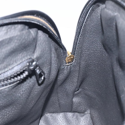 Celine Circle Logo Handbag Leather, BLACK, LEATHER, Handbag