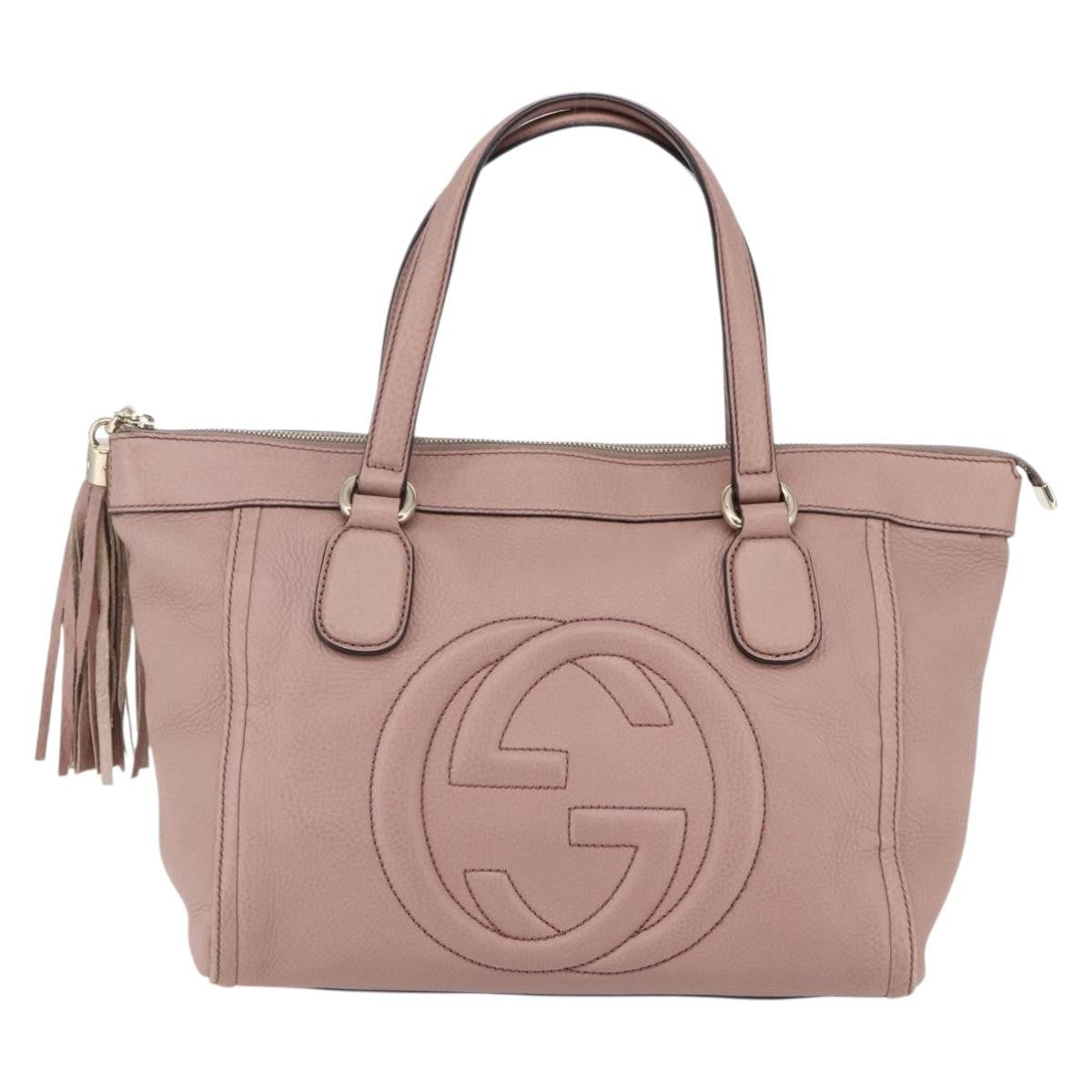 Gucci Soho Zip Tote Leather, PINK, LEATHER, Tote bag