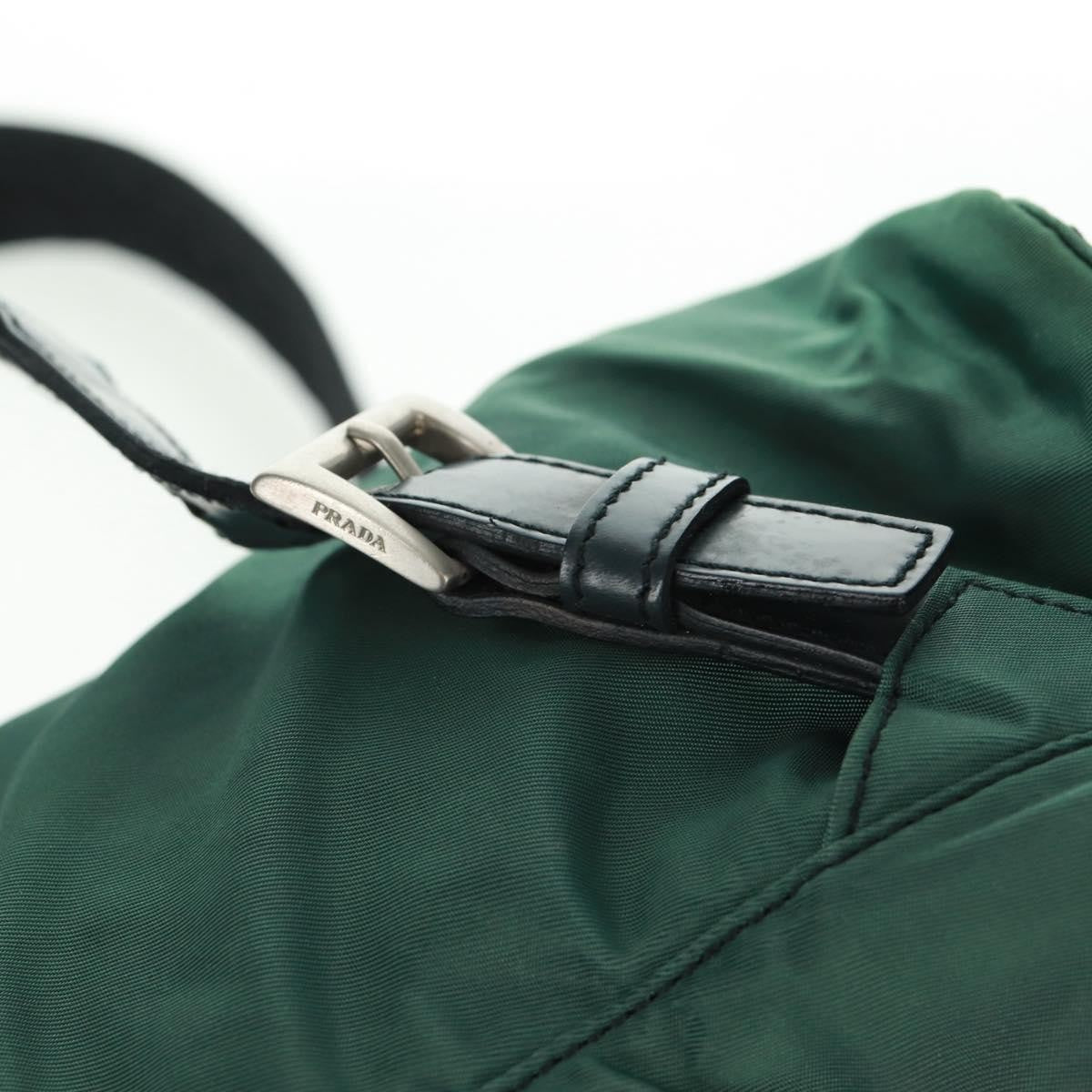 Prada Vela Double Front Pocket Backpack Tessuto with Saffiano Leather, GREEN, NYLON, Backpack