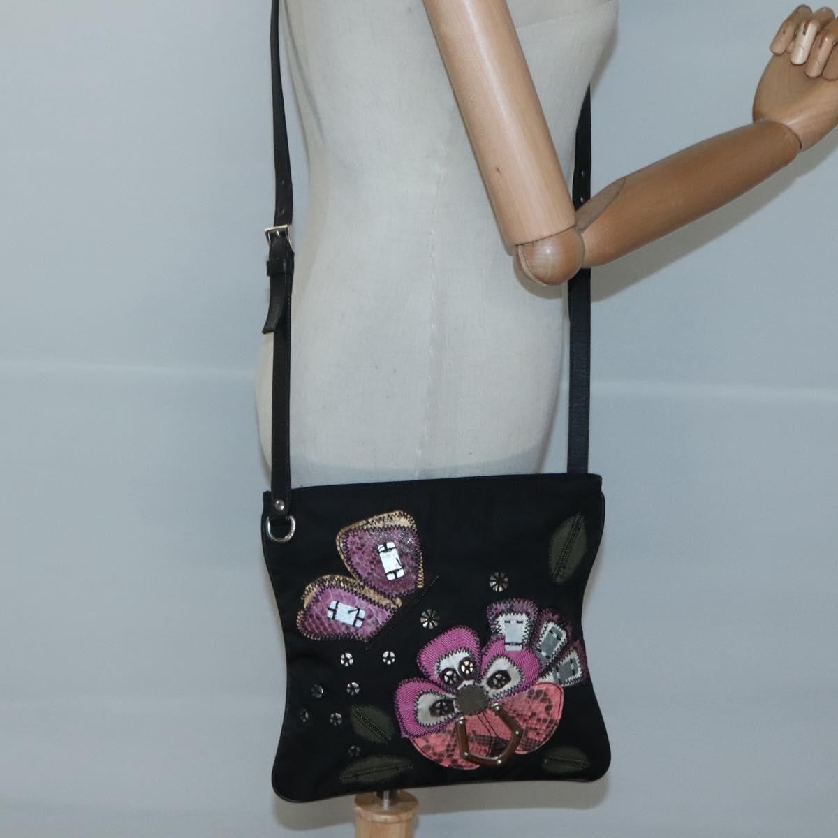Prada Flat Crossbody Bag Tessuto, BLACK, NYLON, Shoulder bag