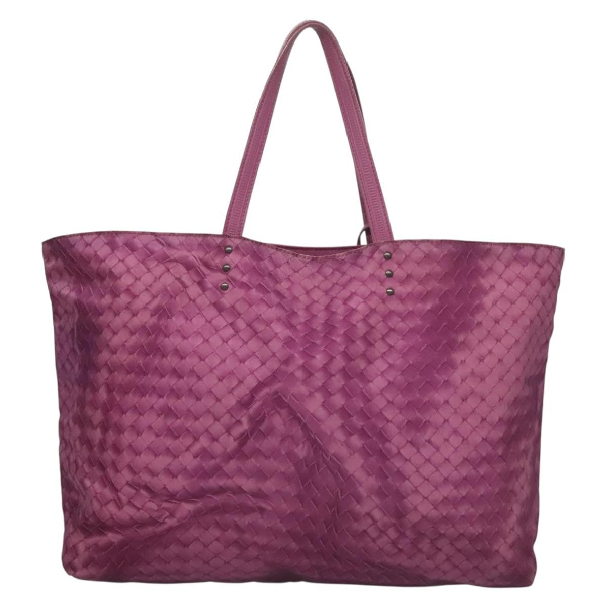 Bottega Veneta Intrecciolusion Tote Printed Nylon, PURPLE, NYLON, Tote bag