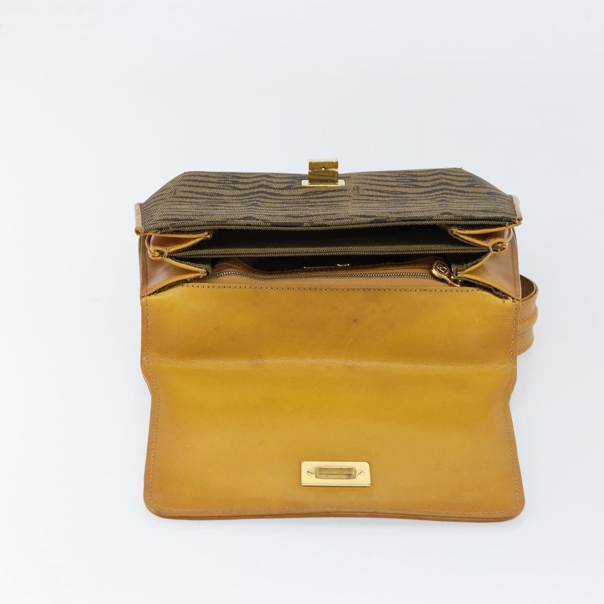 Fendi Vintage Tiger Print Shoulder Bag Canvas, GOLD, CANVAS, Shoulder bag