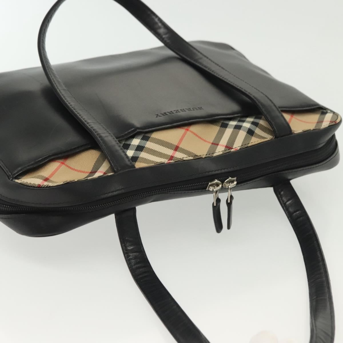 Burberry Nova Check Handbag Leather and Nylon, BLACK, LEATHER, Handbag