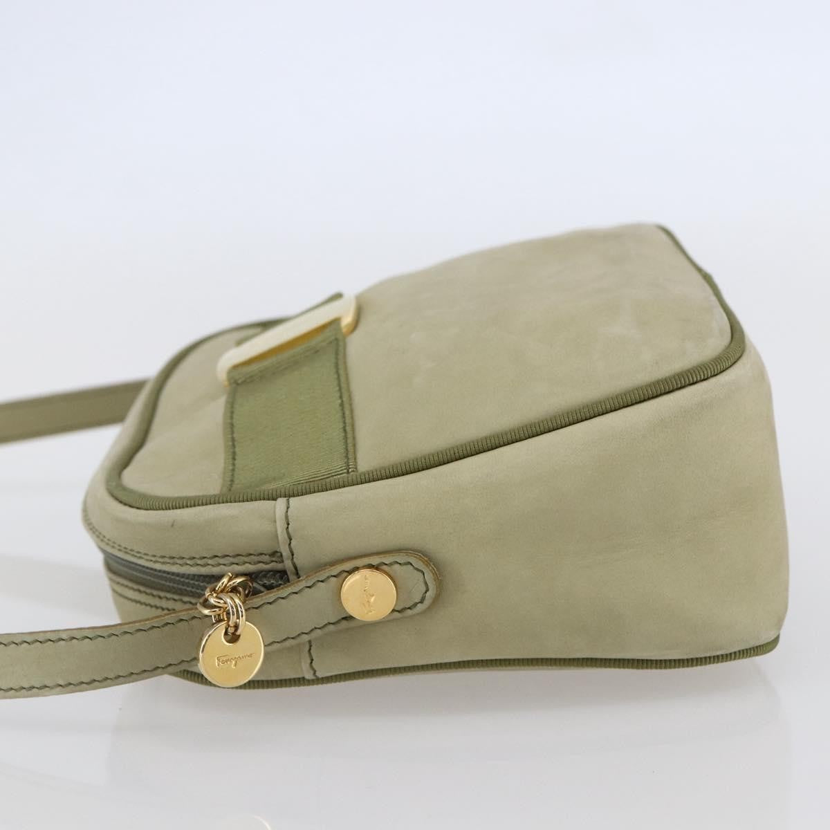 Salvatore Ferragamo Vala Shoulder Bag Suede, GREEN, SUEDE, Shoulder bag