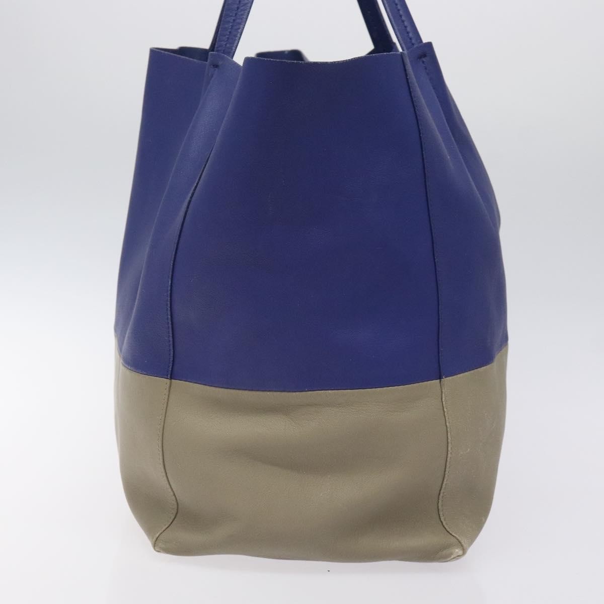Celine Horizontal Bi-Cabas Tote Leather, BLUE, LEATHER, Tote bag