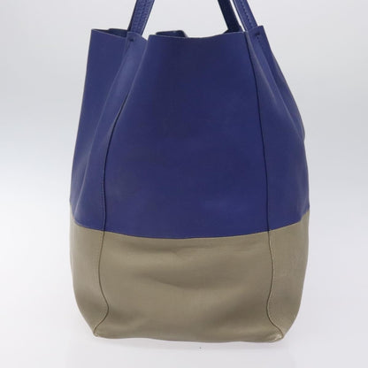 Celine Horizontal Bi-Cabas Tote Leather, BLUE, LEATHER, Tote bag