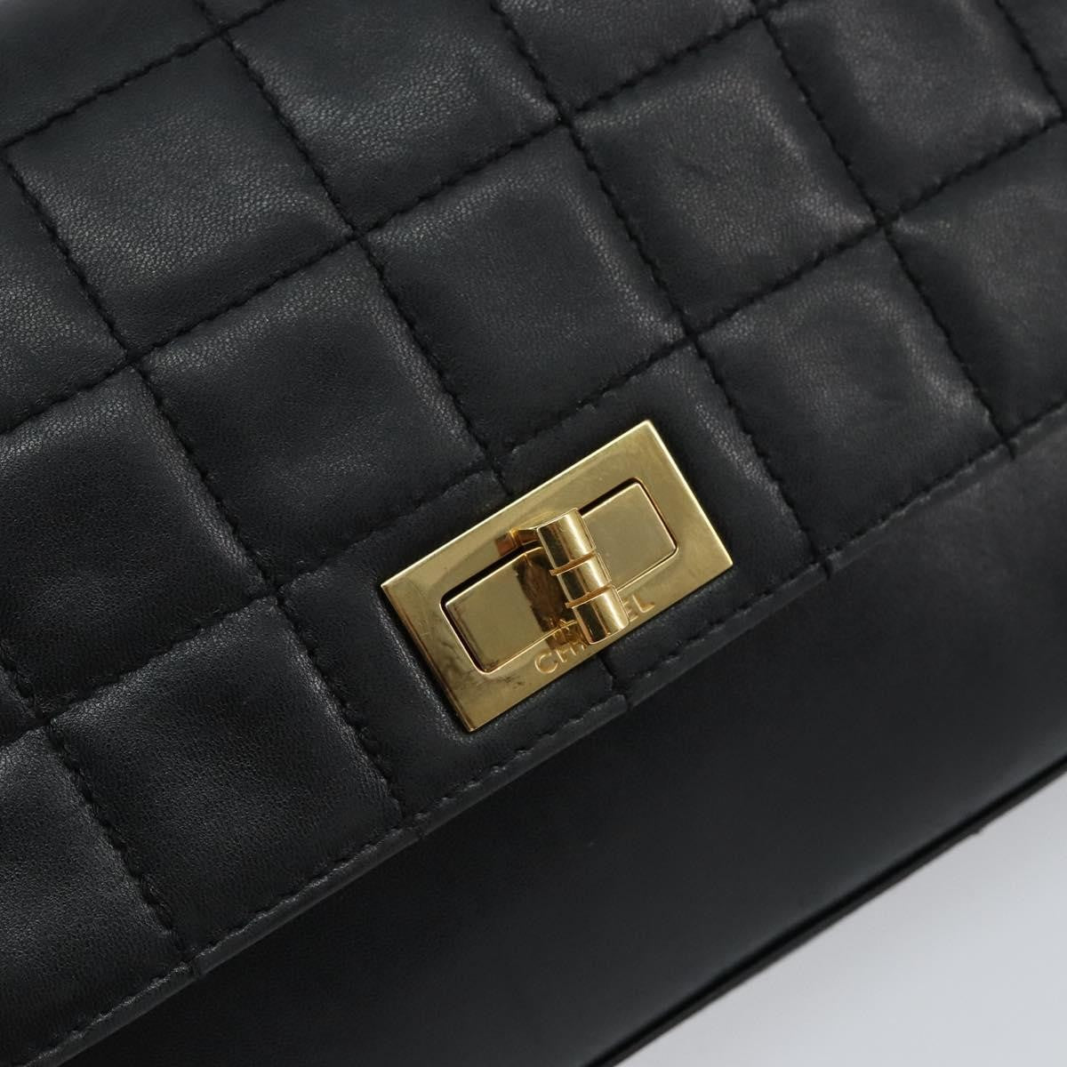 Chanel Chocolate Bar Accordion Reissue Flap Bag Quilted Lambskin, BLACK, LEATHER, Shoulder bag