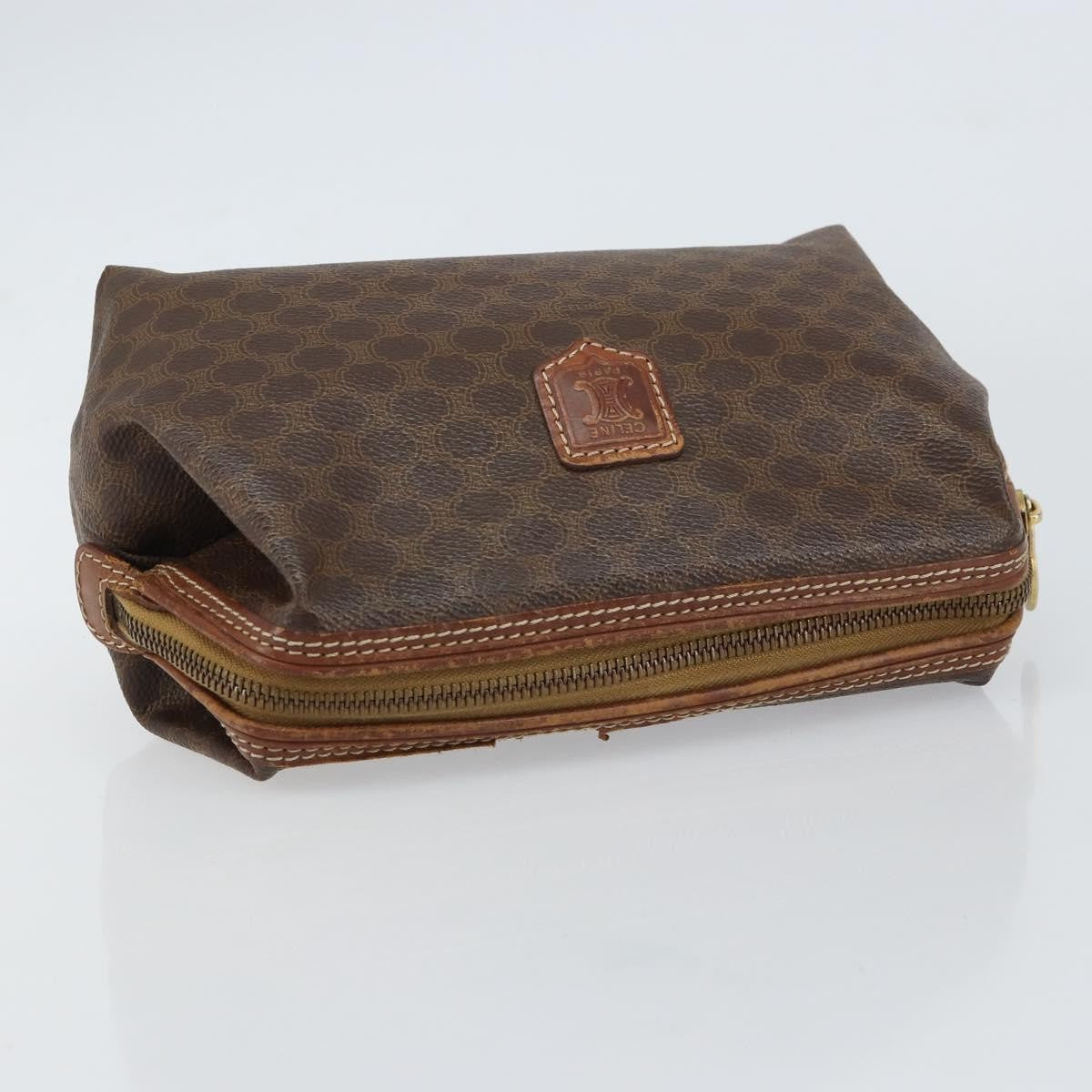 Celine Macadam Pochette Canvas and Leather, BROWN, CANVAS, Clutche & pouche