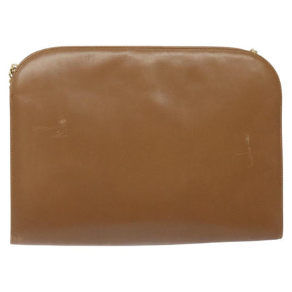 Salvatore Ferragamo Vintage Gancini Chain Shoulder Bag Leather, BROWN, LEATHER, Shoulder bag