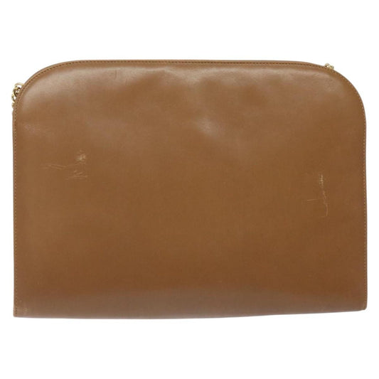 Salvatore Ferragamo Vintage Gancini Chain Shoulder Bag Leather, BROWN, LEATHER, Shoulder bag