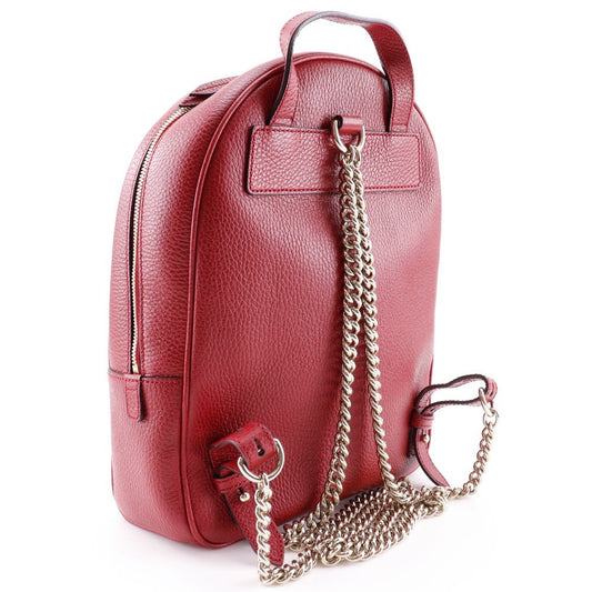 Gucci Soho Chain Backpack Leather, RED, LEATHER, Backpack