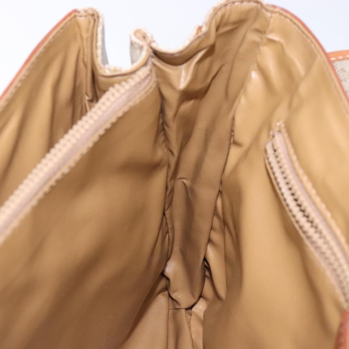 Celine Vintage Macadam Shoulder Bag Canvas and Leather, BEIGE, CANVAS, Shoulder bag