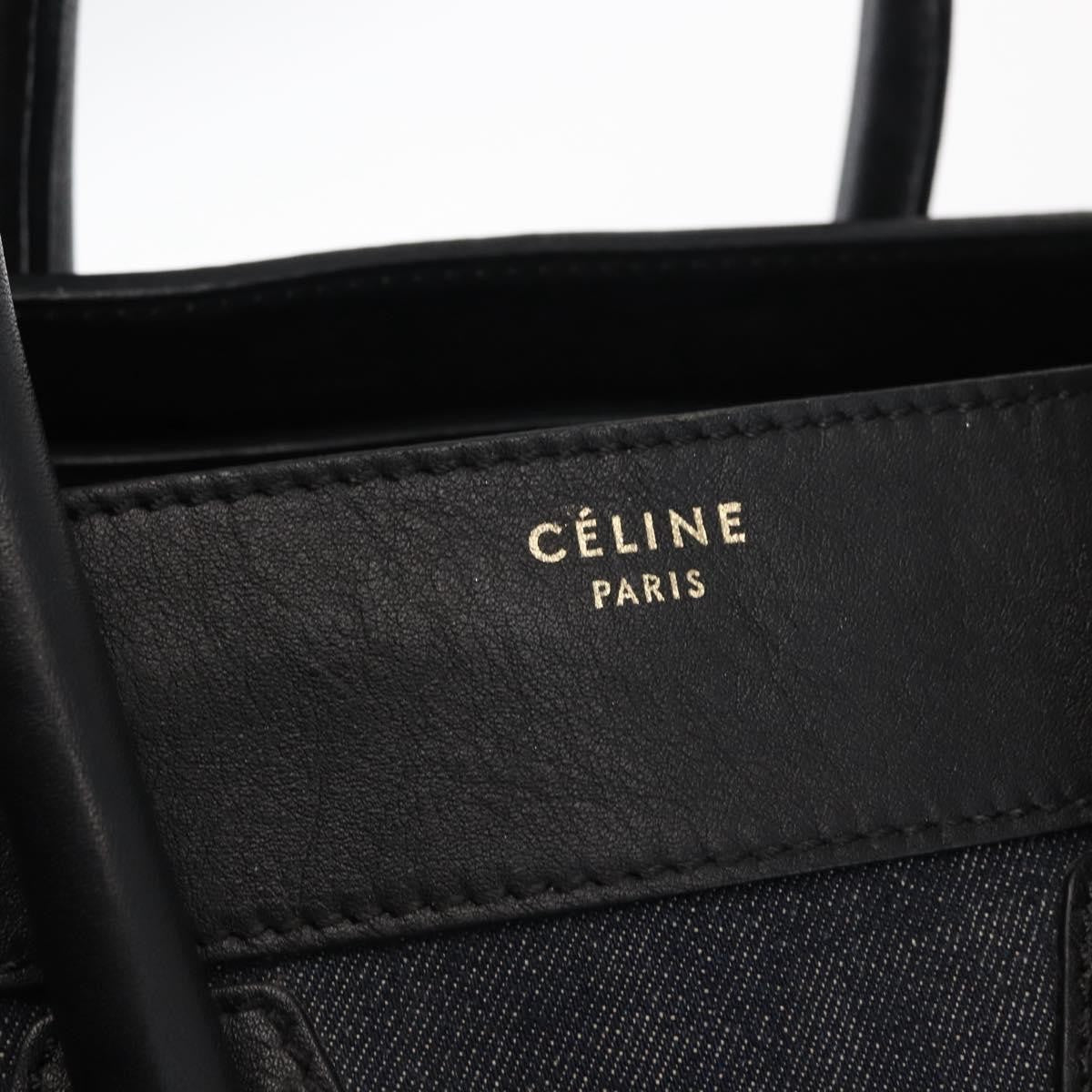 Celine Luggage Bag Denim and leather, BLACK, DENIM_JEANS, Handbag