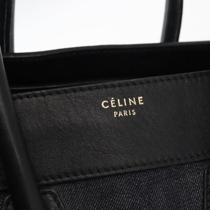 Celine Luggage Bag Denim and leather, BLACK, DENIM_JEANS, Handbag
