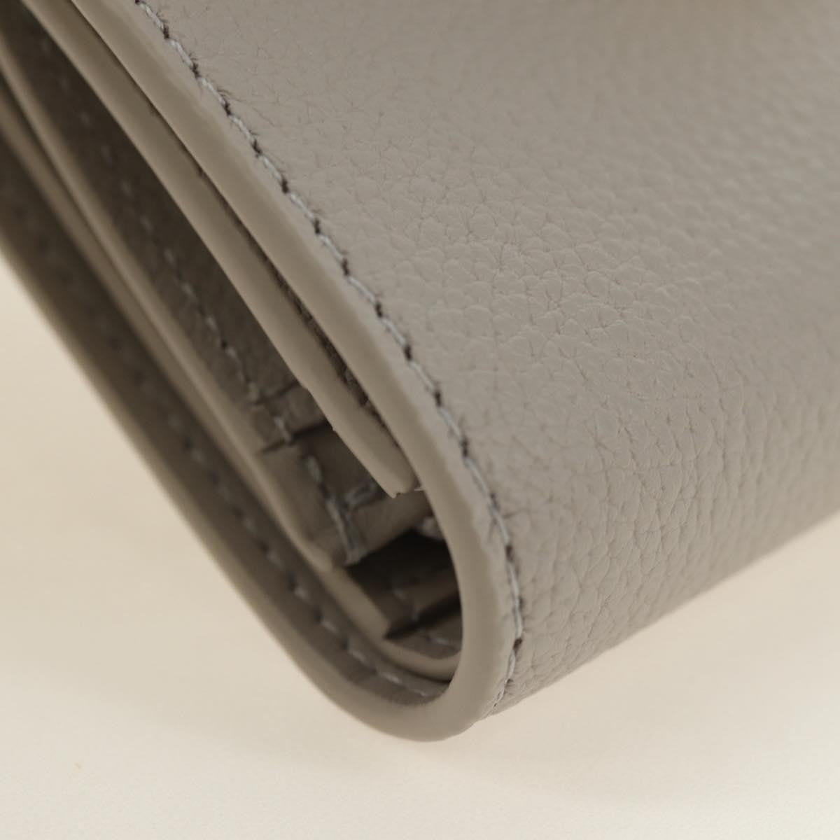 Celine Triomphe Trifold Wallet Leather, Beige, Leather, Wallet