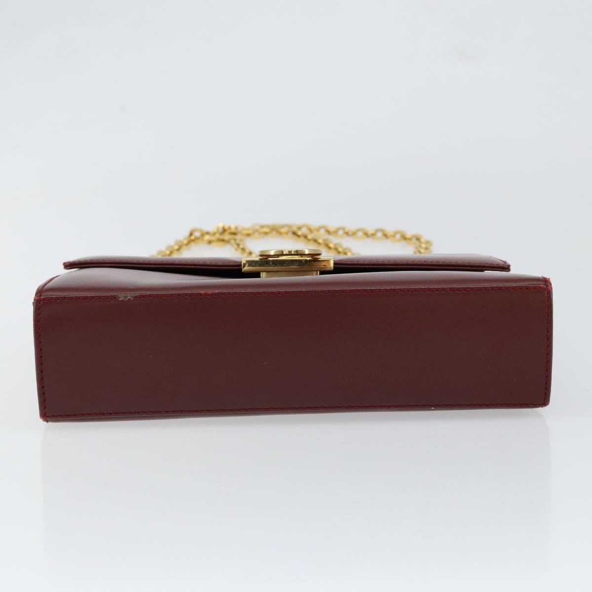 Salvatore Ferragamo Vintage Gancini Chain Shoulder Bag Leather, BURGUNDY, LEATHER, Shoulder bag