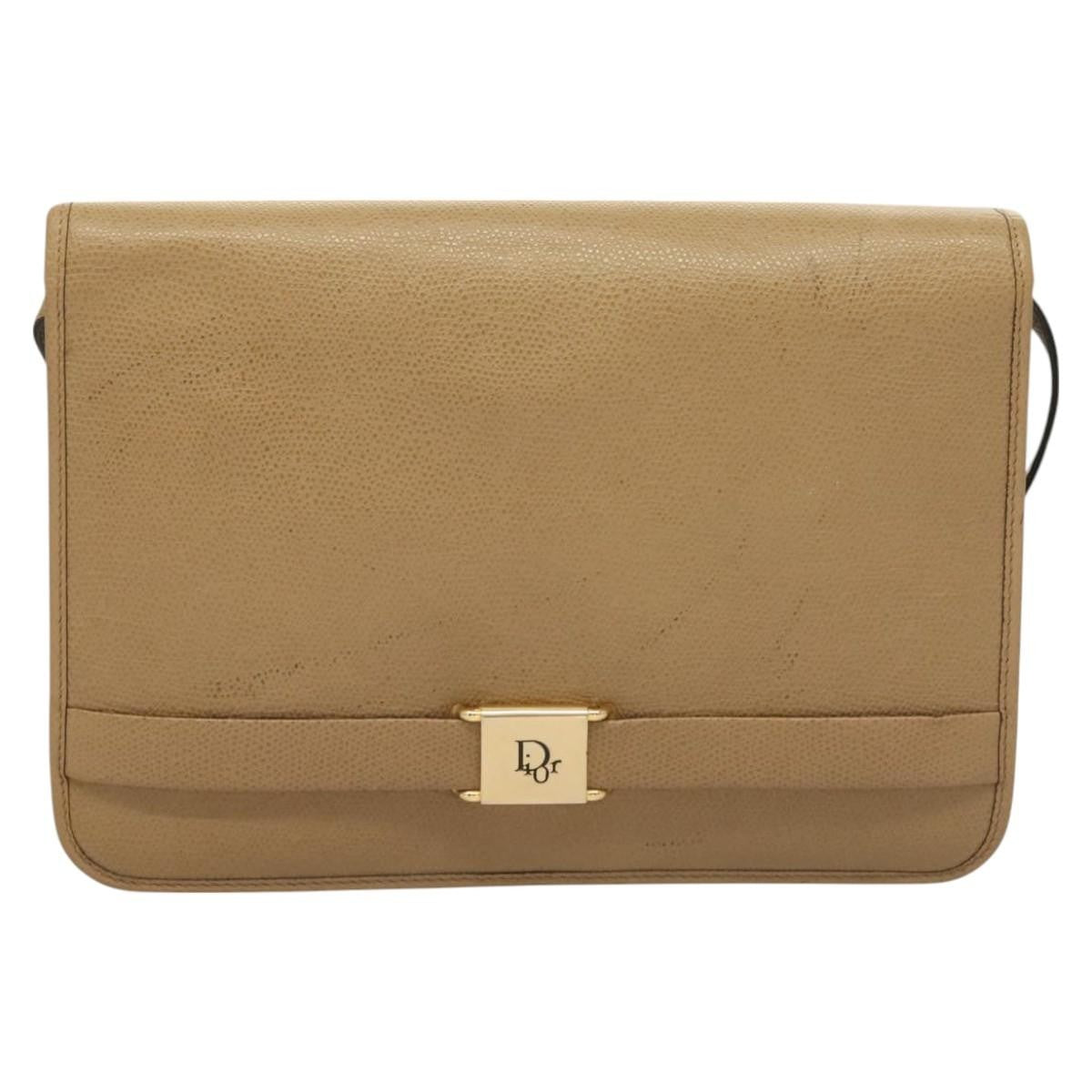 Christian Dior Vintage Honeycomb Shoulder Bag Leather, BEIGE, LEATHER, Shoulder bag