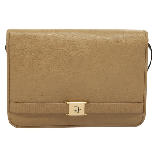 Christian Dior Vintage Honeycomb Shoulder Bag Leather, BEIGE, LEATHER, Shoulder bag