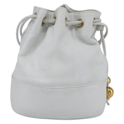 Chanel Vintage CC Drawstring Bucket Bag Caviar, WHITE, LEATHER, Shoulder bag