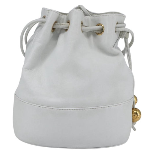 Chanel Vintage CC Drawstring Bucket Bag Caviar, WHITE, LEATHER, Shoulder bag