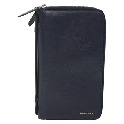 Burberry Reeves Double Zip Organizer Wallet Leather, NAVY, LEATHER, Wallets