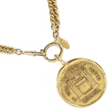 Chanel Vintage 31 Rue Cambon Medallion Pendant Necklace Metal, GOLD, GOLD_PLATED, Necklace