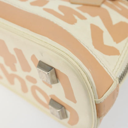 Louis Vuitton Alma Handbag Limited Edition Graffiti Leather, WHITE, CANVAS, Handbag