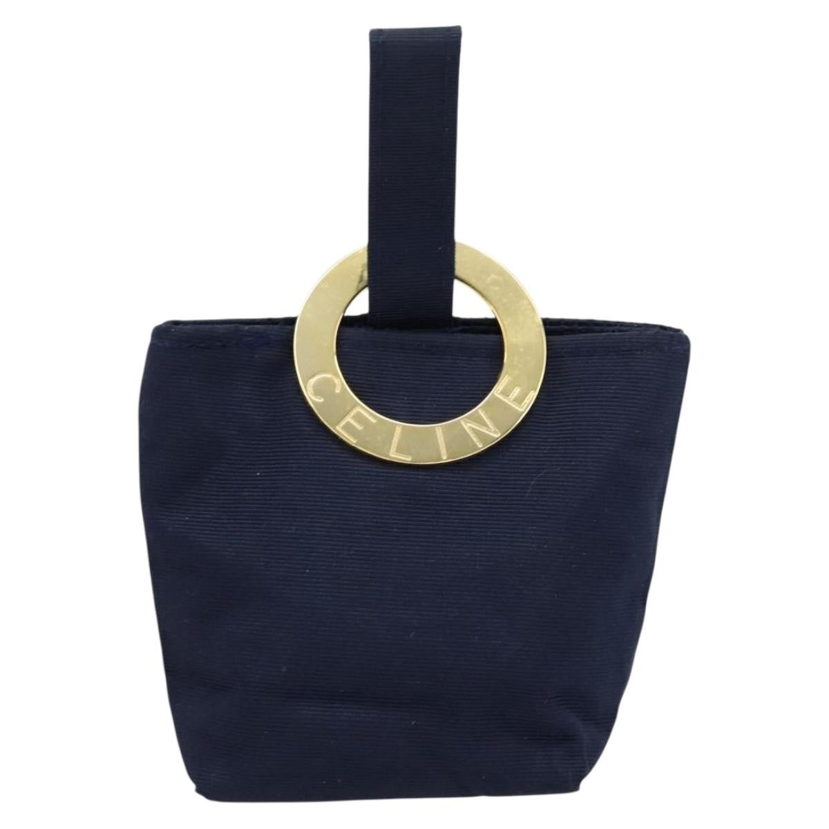 Celine Circle Logo Pouch Nylon, NAVY, NYLON, Clutche & pouche