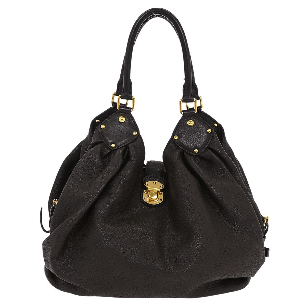 Louis Vuitton L Hobo Mahina Leather, BROWN, LEATHER, Handbag