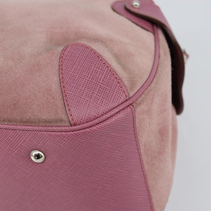 Salvatore Ferragamo Gancini handbag Suede, PINK, SUEDE, Handbag